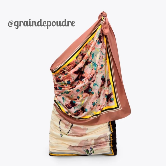 Rare Zara Blogger Limited Edition 3-in-1 Silk Print One-Shoulder Mini Dress M - Picture 2 of 6